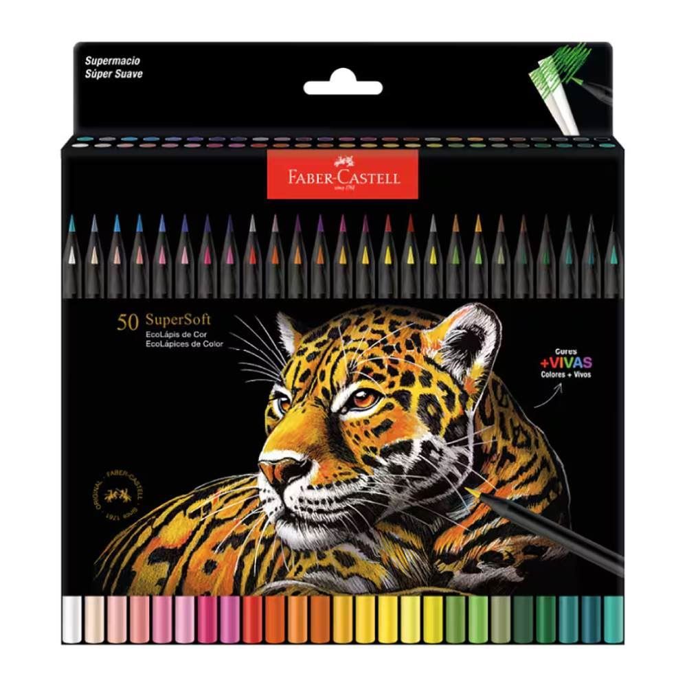 Lápis de Cor Supersoft Faber Castell 50 Cores - 210750