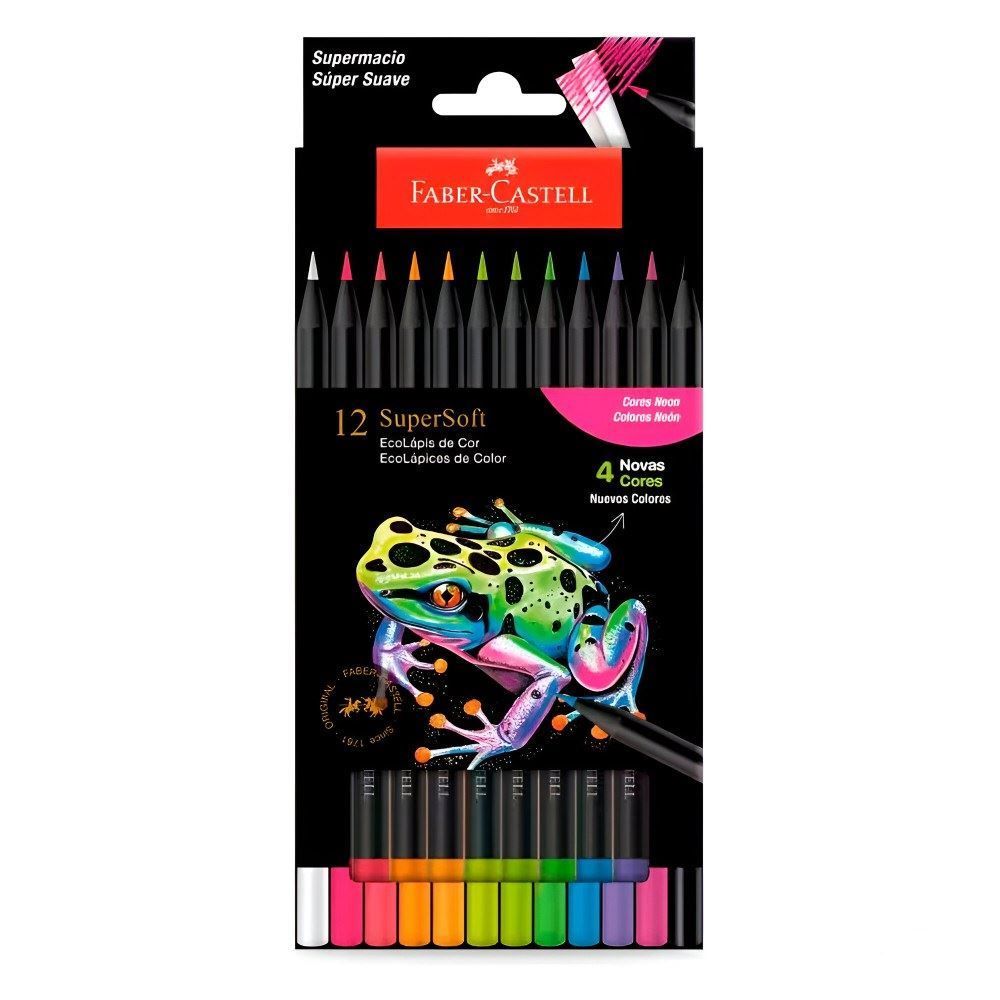 Lápis de Cor Supersoft Neon Faber Castell 12 Cores - 210744