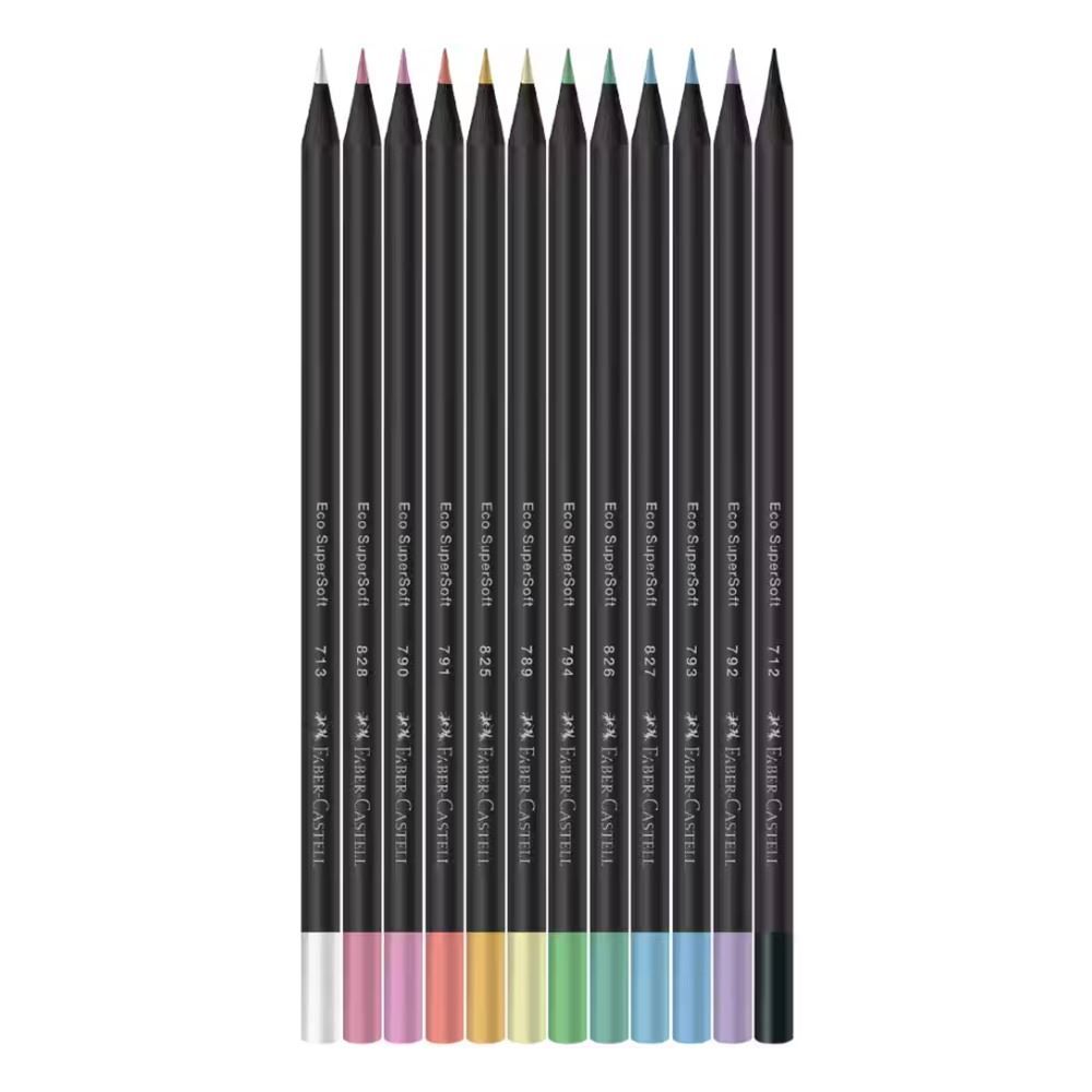 Lápis de Cor Supersoft Pastel Faber Castell 12 Cores - 210745