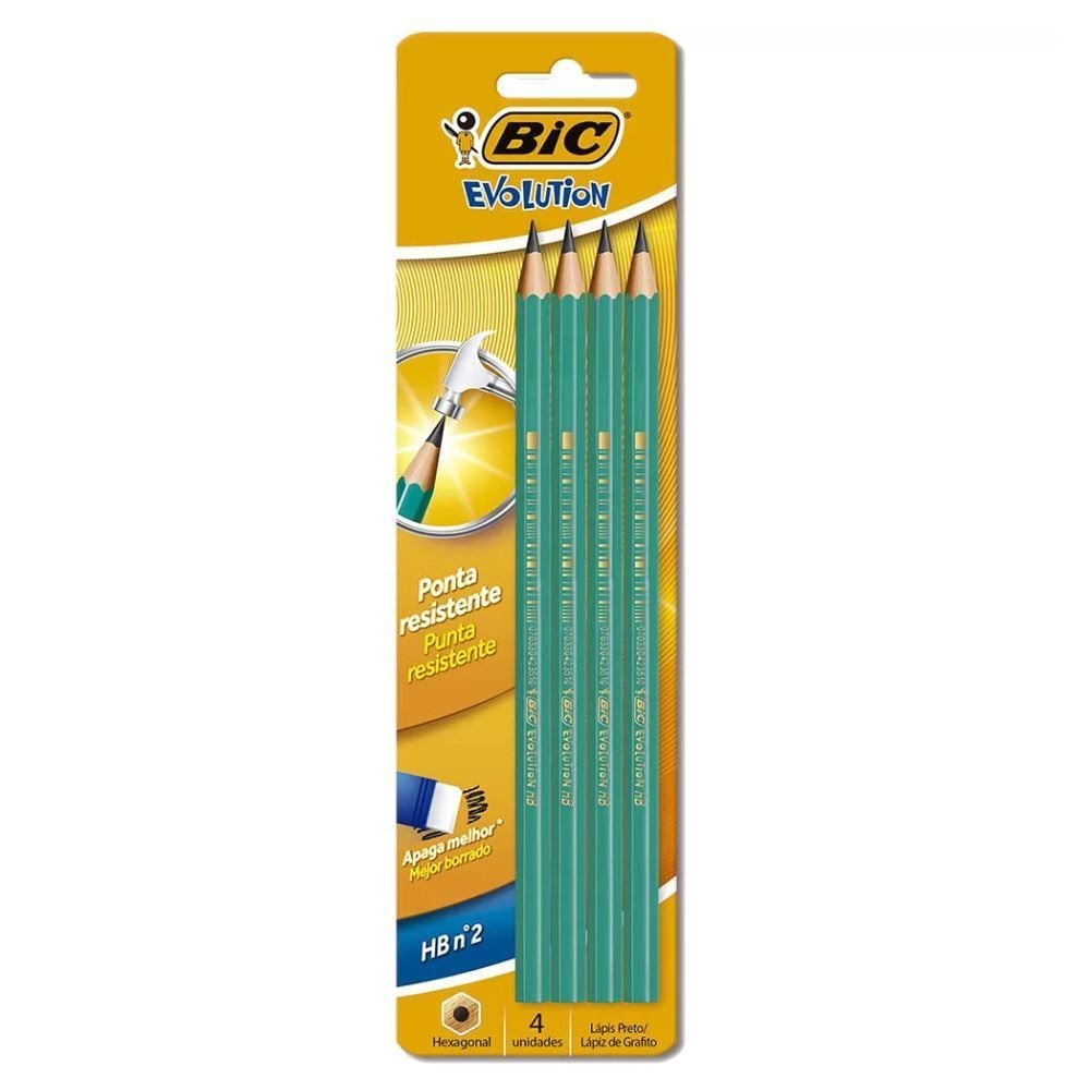 Lápis Grafite Evolution Hexagonal Com 4 Unidades Bic - 835230