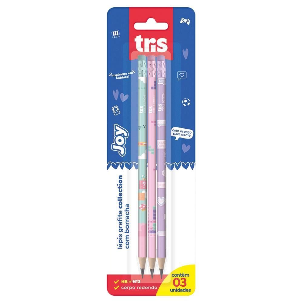 Lápis Grafite Com Borracha Collection Joy 3 Unidades Tris - 906588