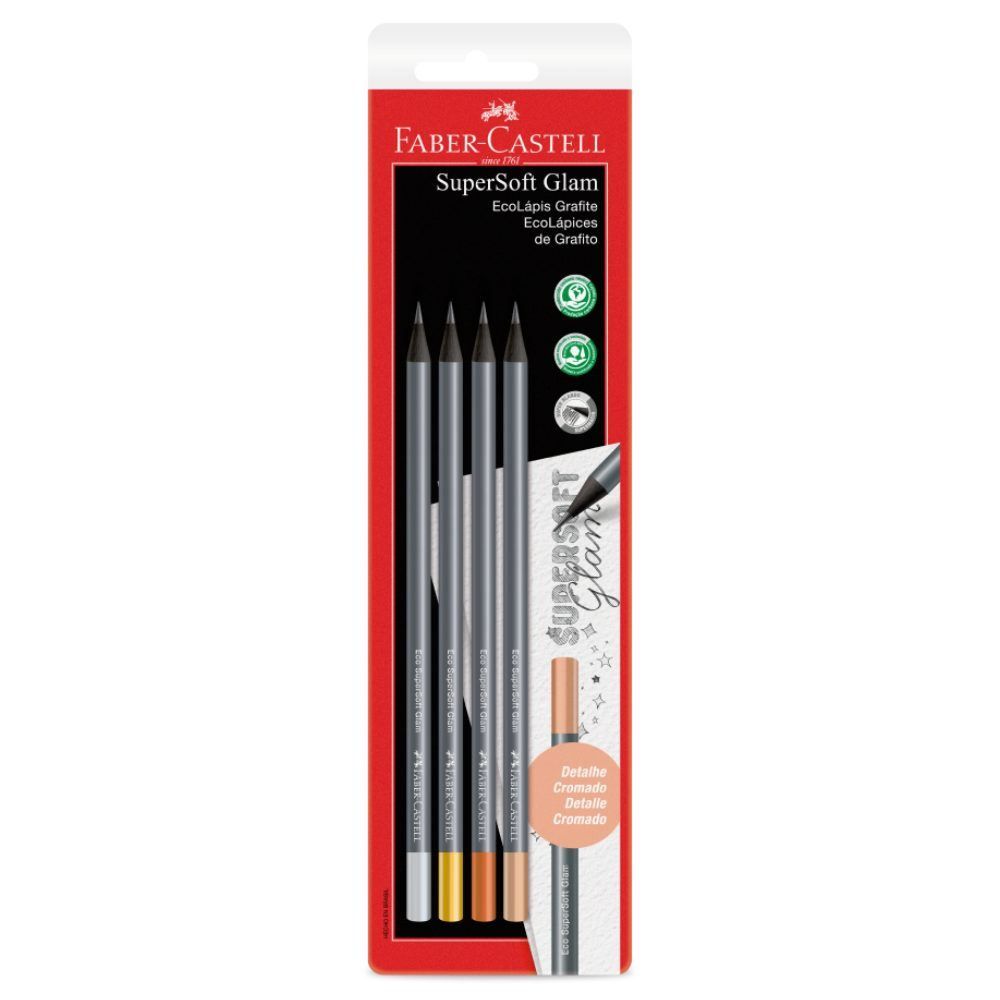 Lápis Grafite Supersoft Glam 4 Unidades Faber Castell - SM/907SOFTGLAM