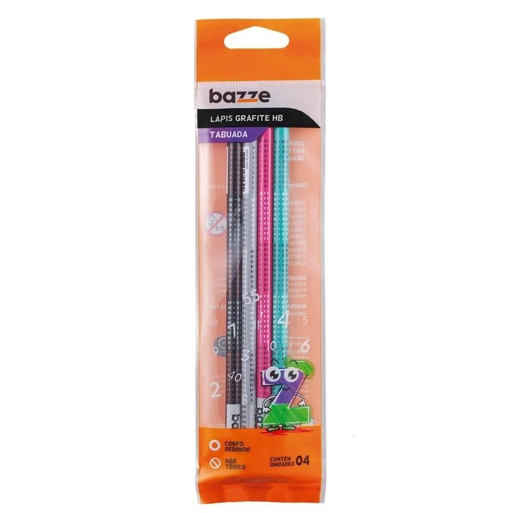 Lápis Grafite Tabuada Bazze - 4 Unidades