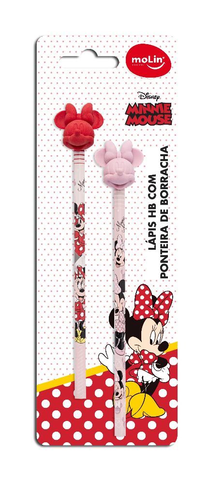 Lápis Preto Com Ponta De Borracha Minnie Blister 2 Unidades Molin - 22342