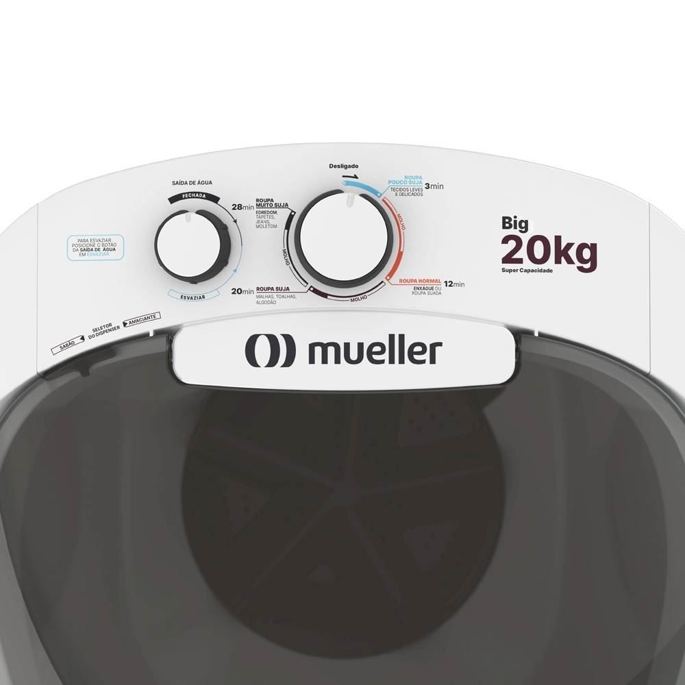 Lavadora de Roupa Tanquinho Semiautomático Mueller 20kg Big