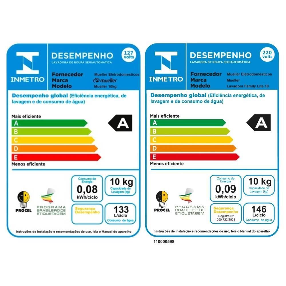 Lavadora de Roupas 10kg Family Lite Mueller