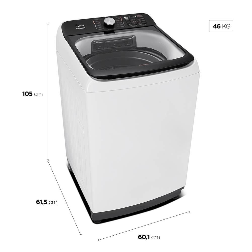 Lavadora de Roupas 15kg Branca Midea Wave Agitator