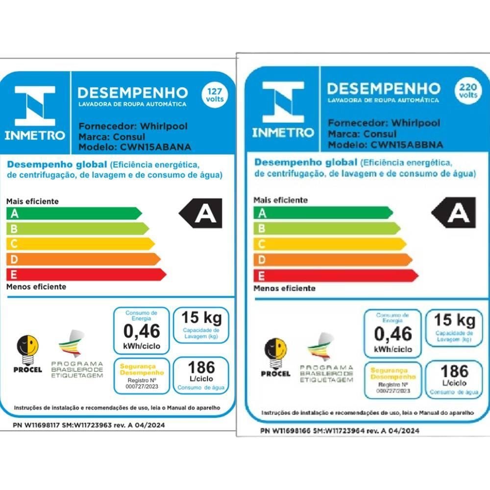 Lavadora de Roupas Consul 15 KG Modo Eco CWN15AB