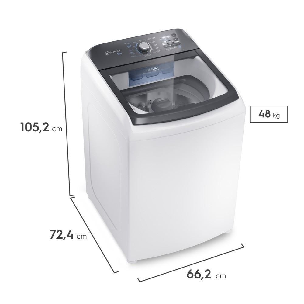 Máquina De Lavar Electrolux 18Kg LEE18 Branca com cesto inox e Jetclean
