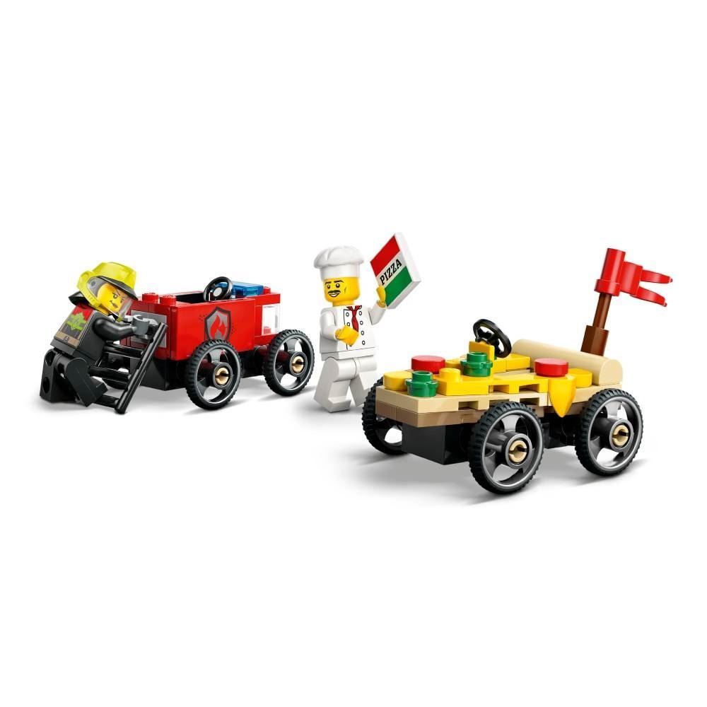 Lego City Carro De Pizza Vs Caminhão De Bombeiros - 60458