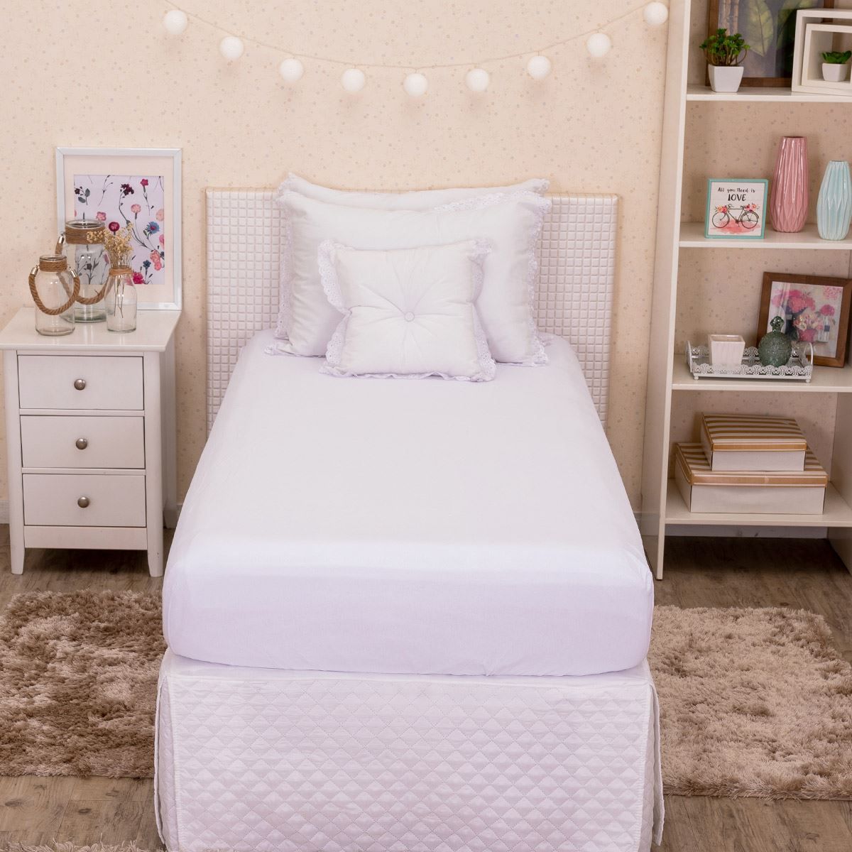 Lençol Solteiro King Com Elástico Havan Casa 1 Pç - Branco