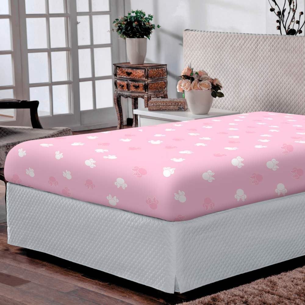 Lençol Avulso Casal Com Elástico Disney Portallar - Minnie