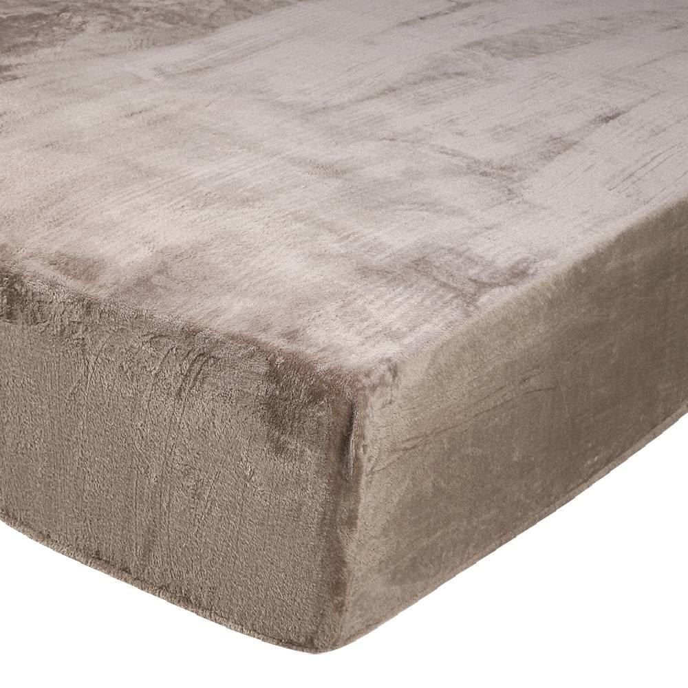 Lençol Avulso Casal com Elástico Plush Slip Havan Casa - Taupe