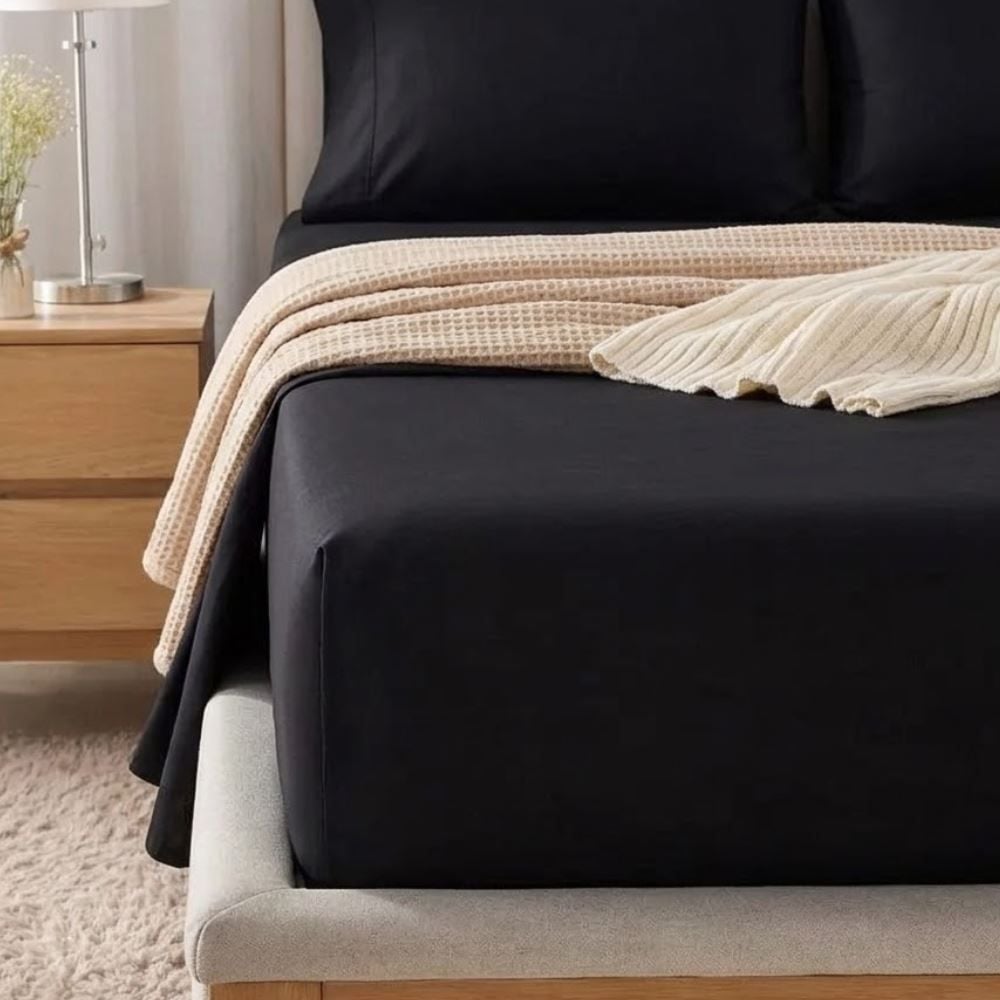 Lençol Avulso King Buona Fortuna - Preto Novo Liso