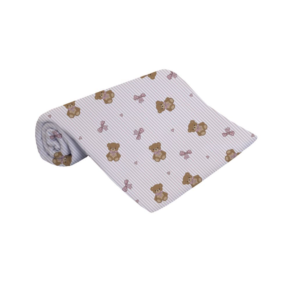Lençol Infantil Avulso para Berço Havan Baby - URSO ROSA