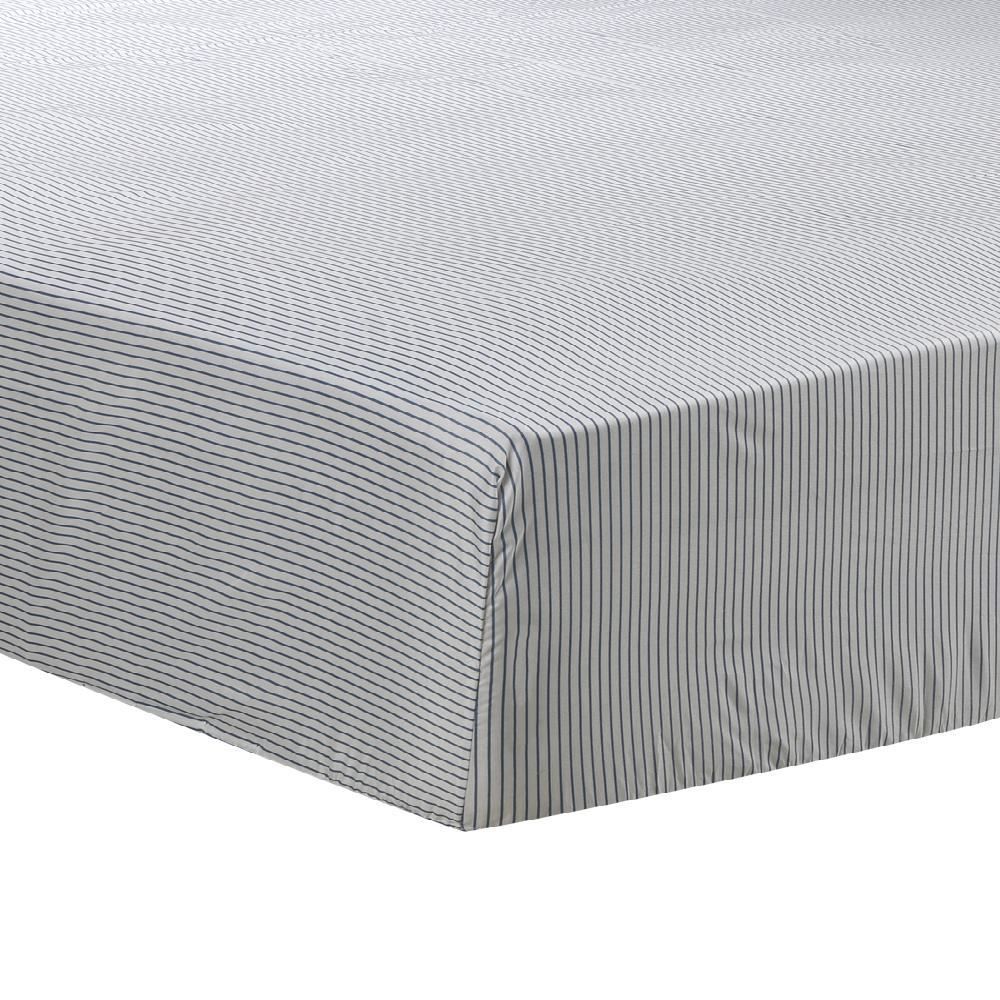 Lençol Avulso Solteiro Com Elástico Microfibra Havan Casa 1 Peça - Dalila Listra Azul