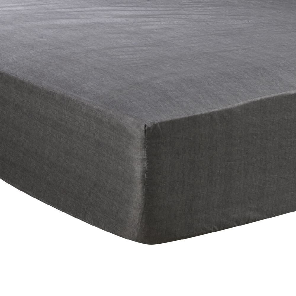 Lençol Avulso Solteiro Com Elástico Microfibra Havan Casa 1 Peça - Artista Textura Cinza