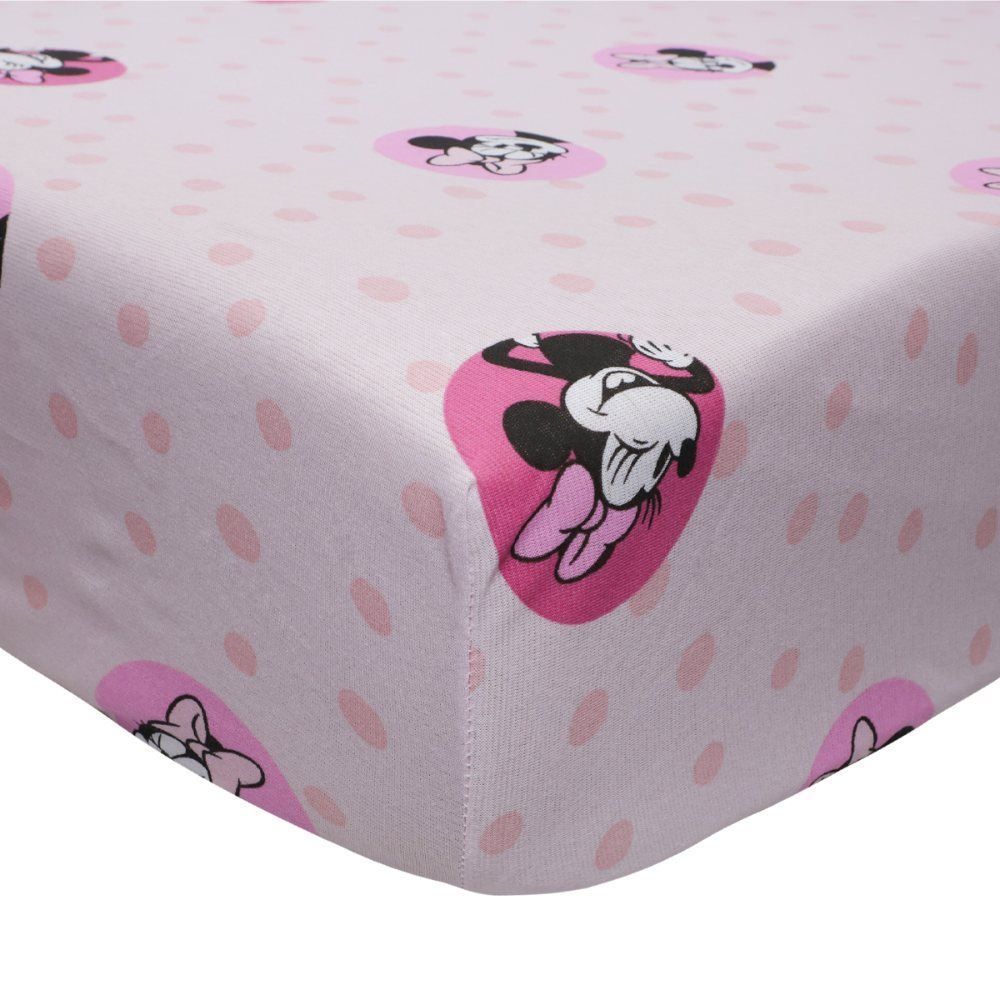 Lençol Avulso Com Elástico Solteiro Estampado Disney Portallar 1 Pç - Minnie Pink