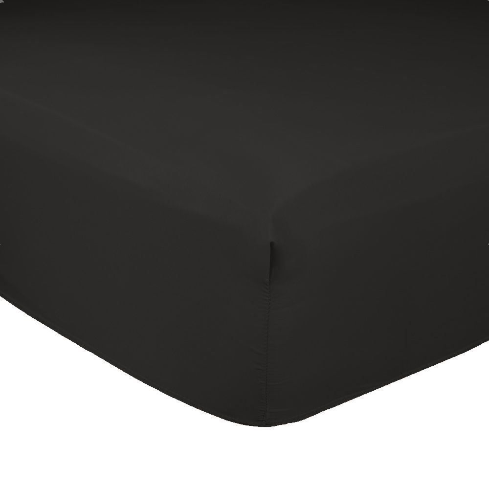 Lençol Solteiro Com Elástico Percal 100% Algodão Buona Fortuna 1 Pç - Preto Liso