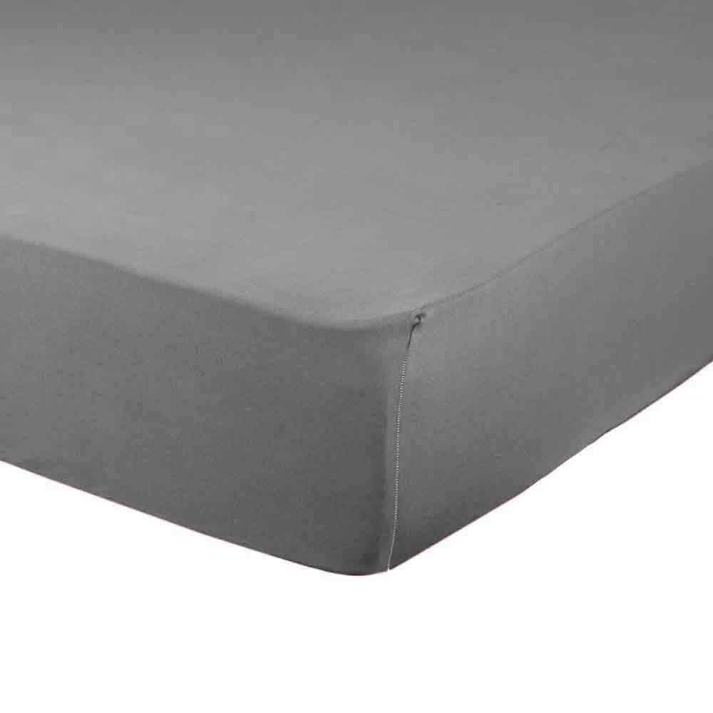 Lençol King Com Elástico Malha Fio Penteado - Cinza