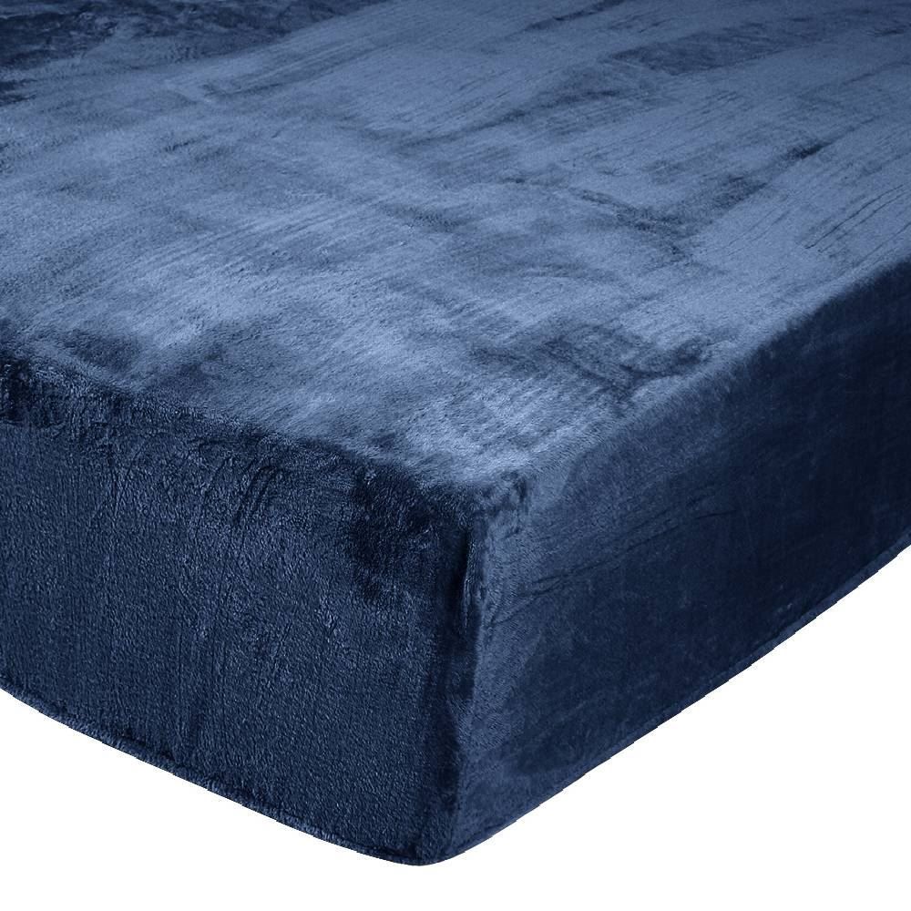 Lençol Queen Com Elástico Avulso Plush Slip Havan Casa - Azul Mariner