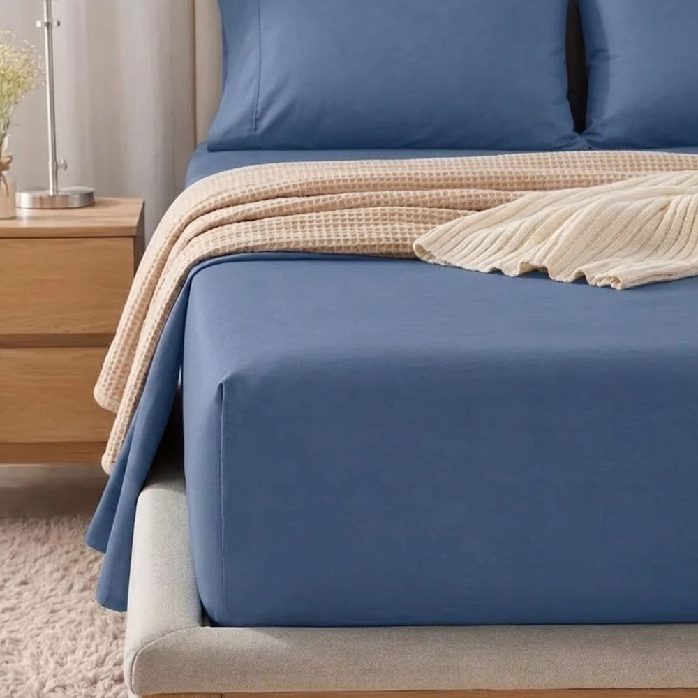 Lençol Queen Percal 100% Algodão Buona Fortuna - Azul Indigo