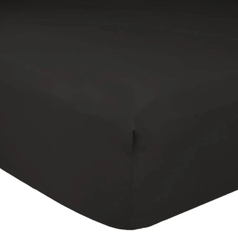 Lençol Queen Percal 100% Algodão Buona Fortuna - Preto Liso