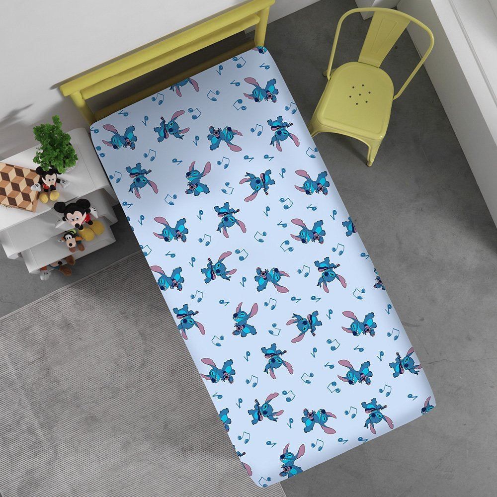 Lençol Solteiro Infantil Estampado Portallar - Stitch Song