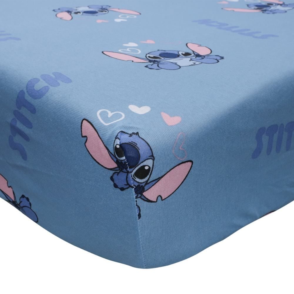 Lençol Solteiro Infantil Estampado Portallar - Stitch Coração