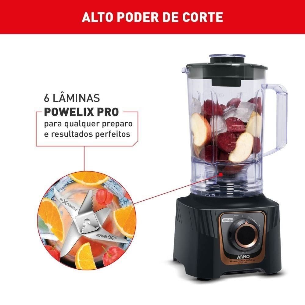 Liquidificador Arno 1400W Power Max Autolock 3,1 Litros LN81