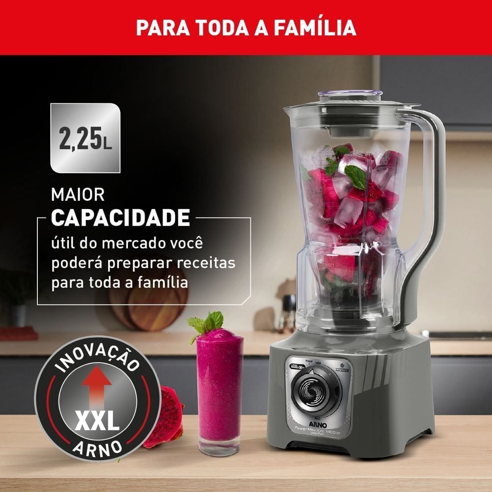 Liquidificador Arno Powermax XXL 1400W Cinza LN87