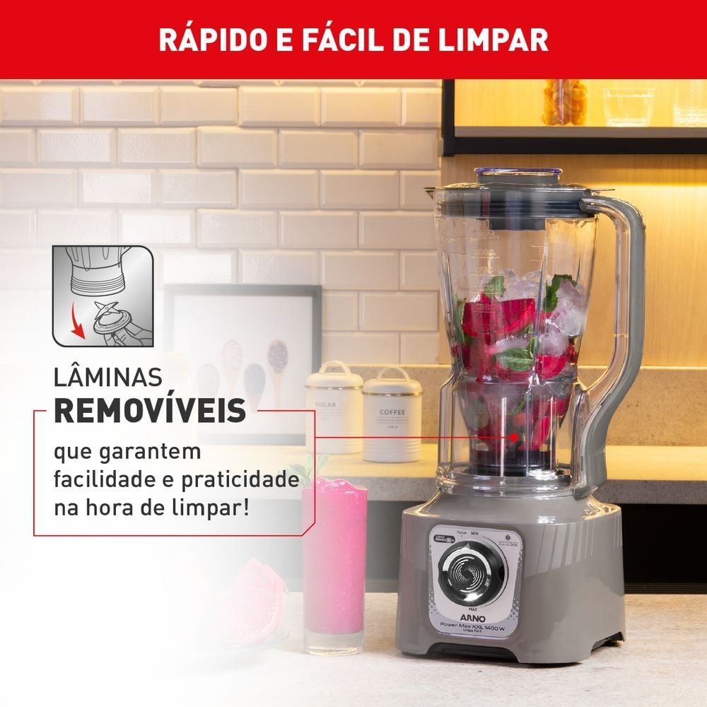 Liquidificador Arno Powermax XXL 1400W Cinza LN87