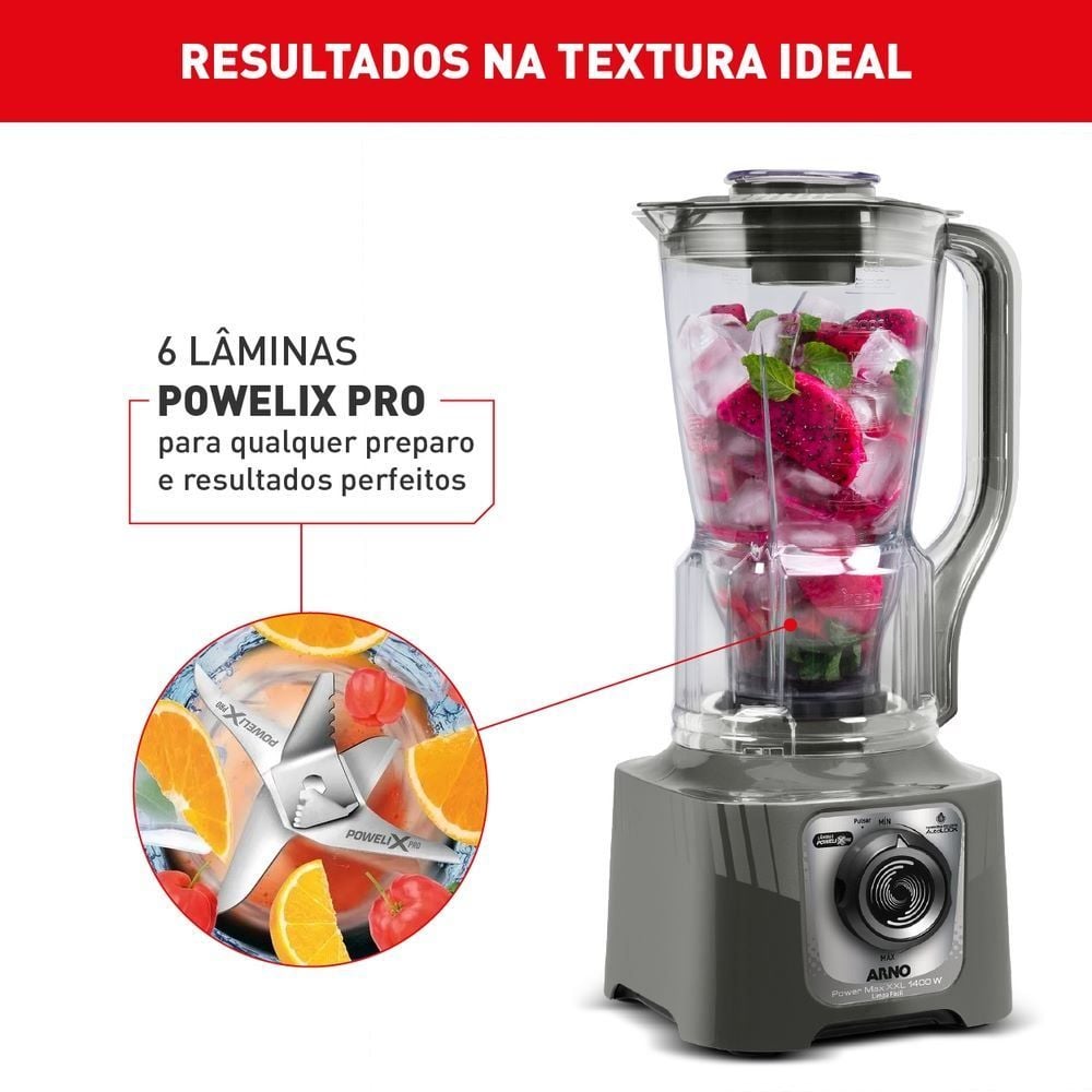Liquidificador Arno Powermax XXL 1400W Cinza LN87