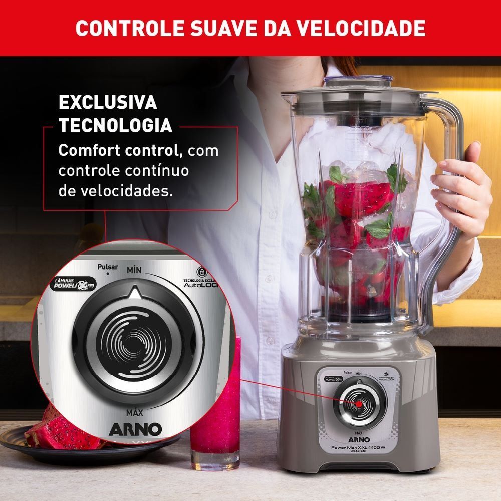 Liquidificador Arno Powermax XXL 1400W Cinza LN87