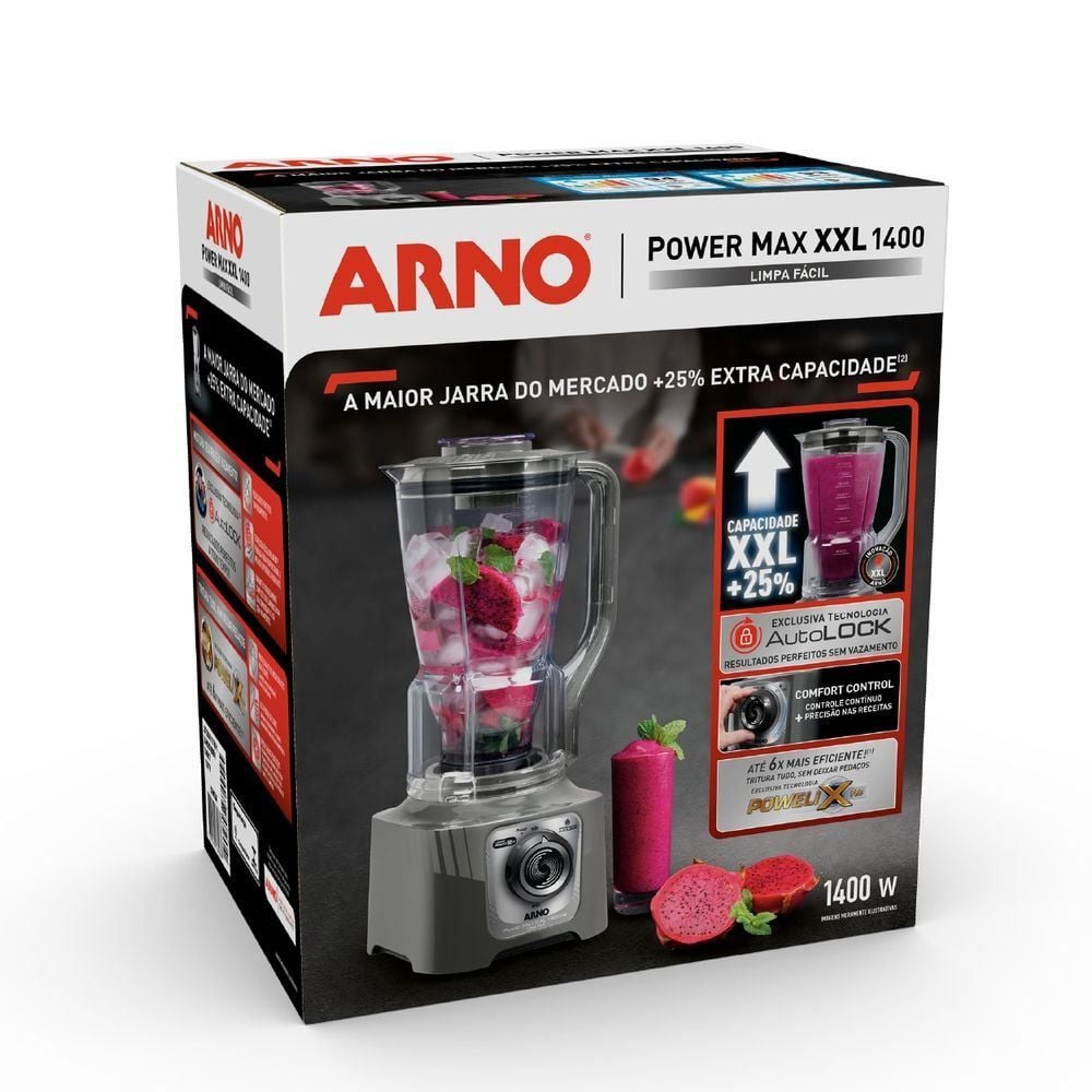 Liquidificador Arno Powermax XXL 1400W Cinza LN87