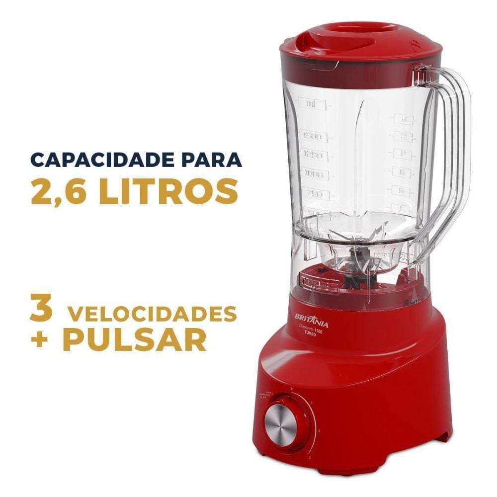 Liquidificador Britânia 2,6 Litros 4 Velocidades Diamante 1100 VM