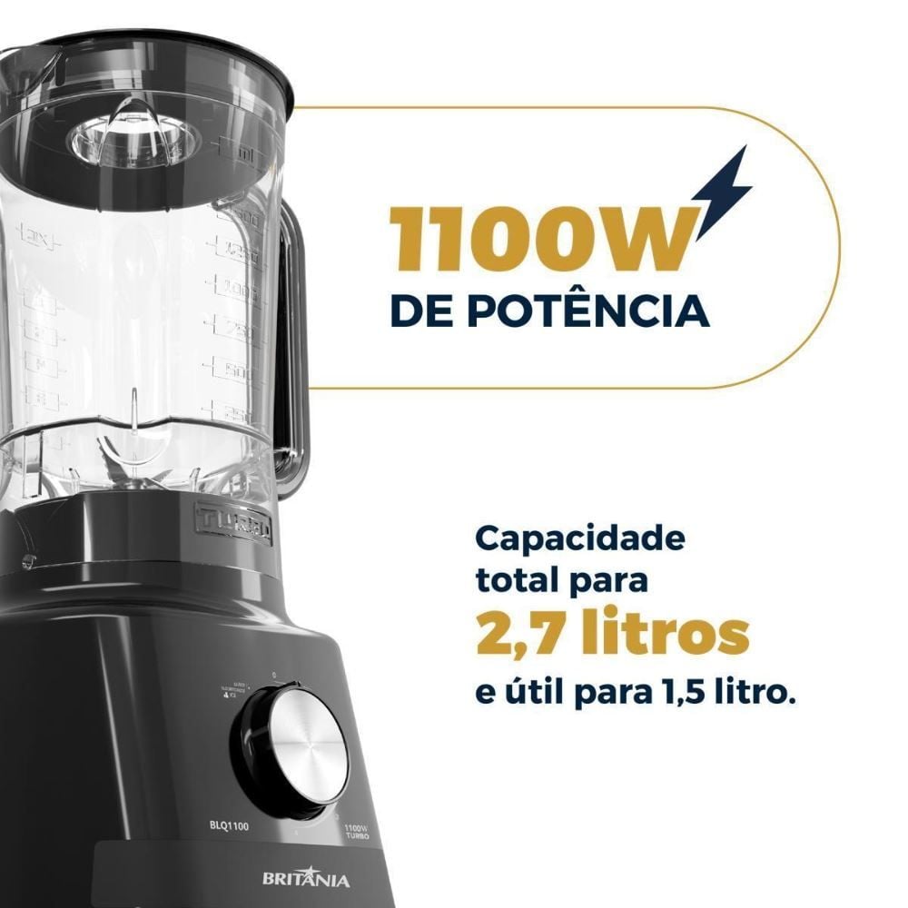 Liquidificador Britânia 2,7 Litros 4 Velocidades 1100W BLQ1100