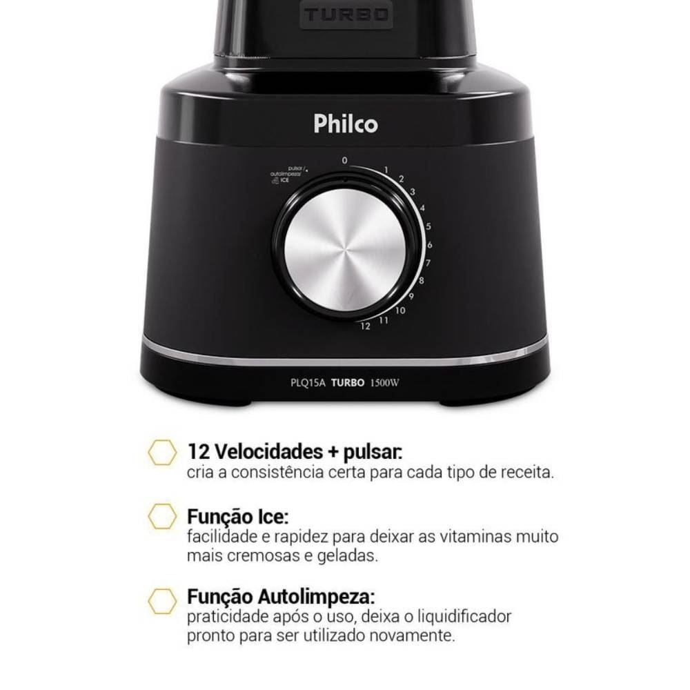 Liquidificador Philco PLQ15A Turbo 1500W 3,1 Litros