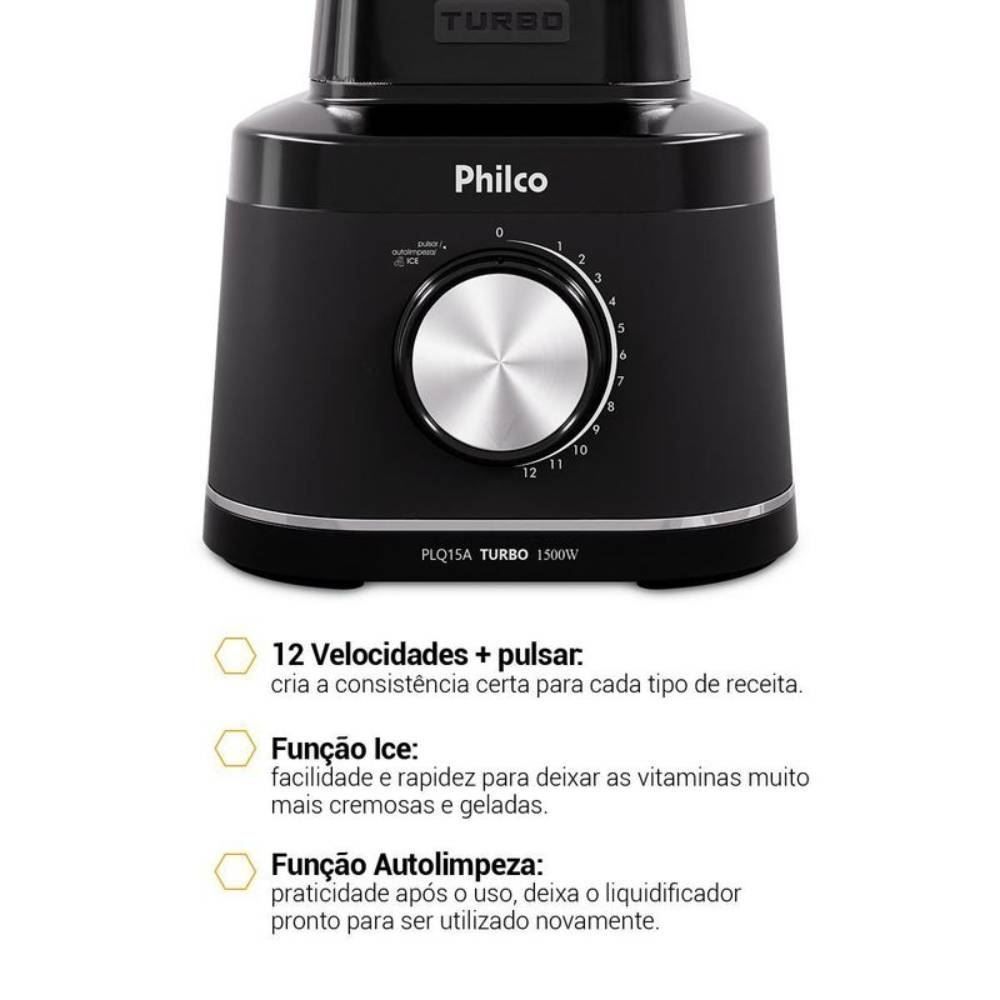 Liquidificador Philco PLQ15A Turbo 1500W 3,1 Litros