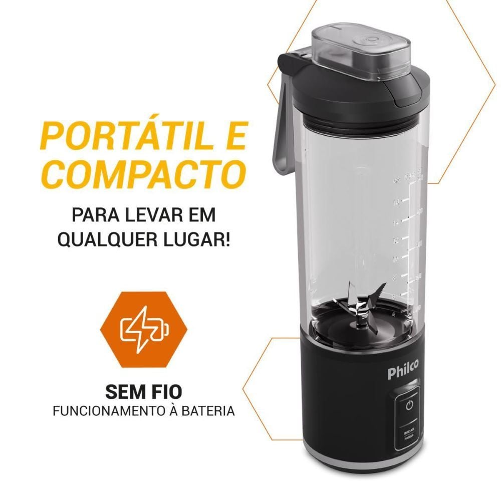 Liquidificador Portátil Philco 700Ml Sem Fio 120W Plq01a