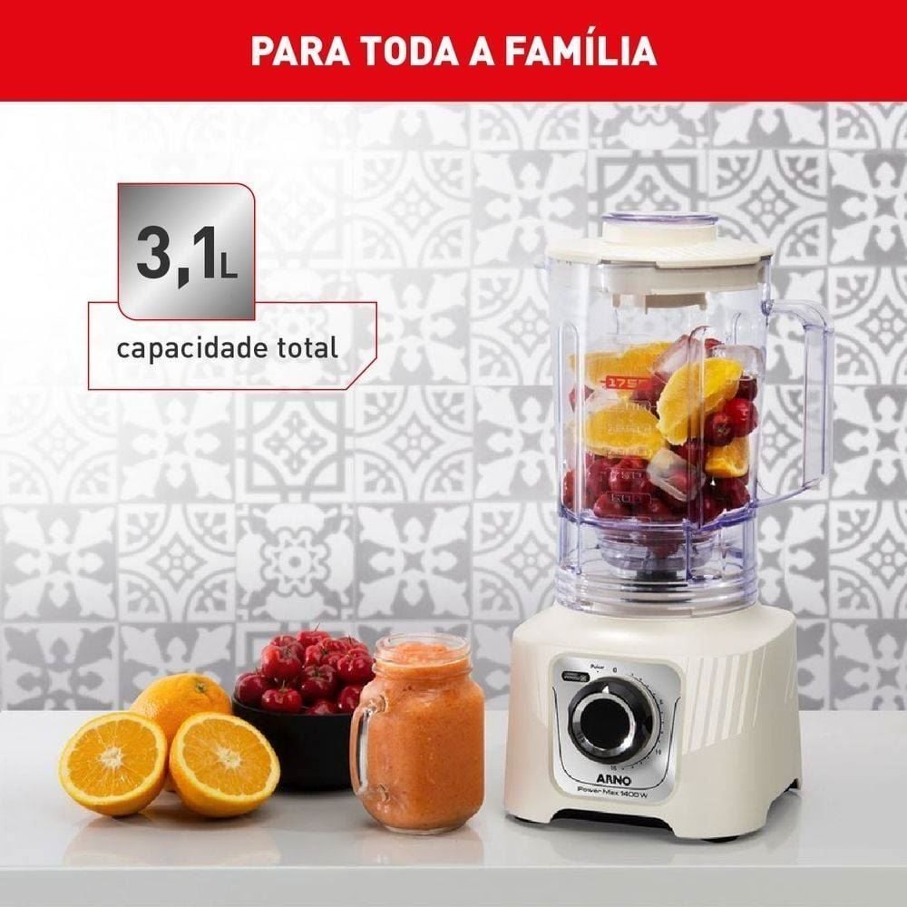 Liquidificador Powermax Arno 1400W Marfim 3,1 Litros LN64