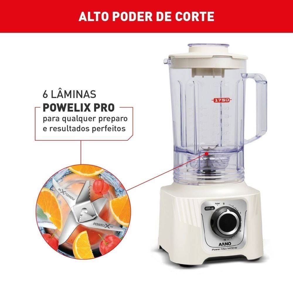 Liquidificador Powermax Arno 1400W Marfim 3,1 Litros LN64