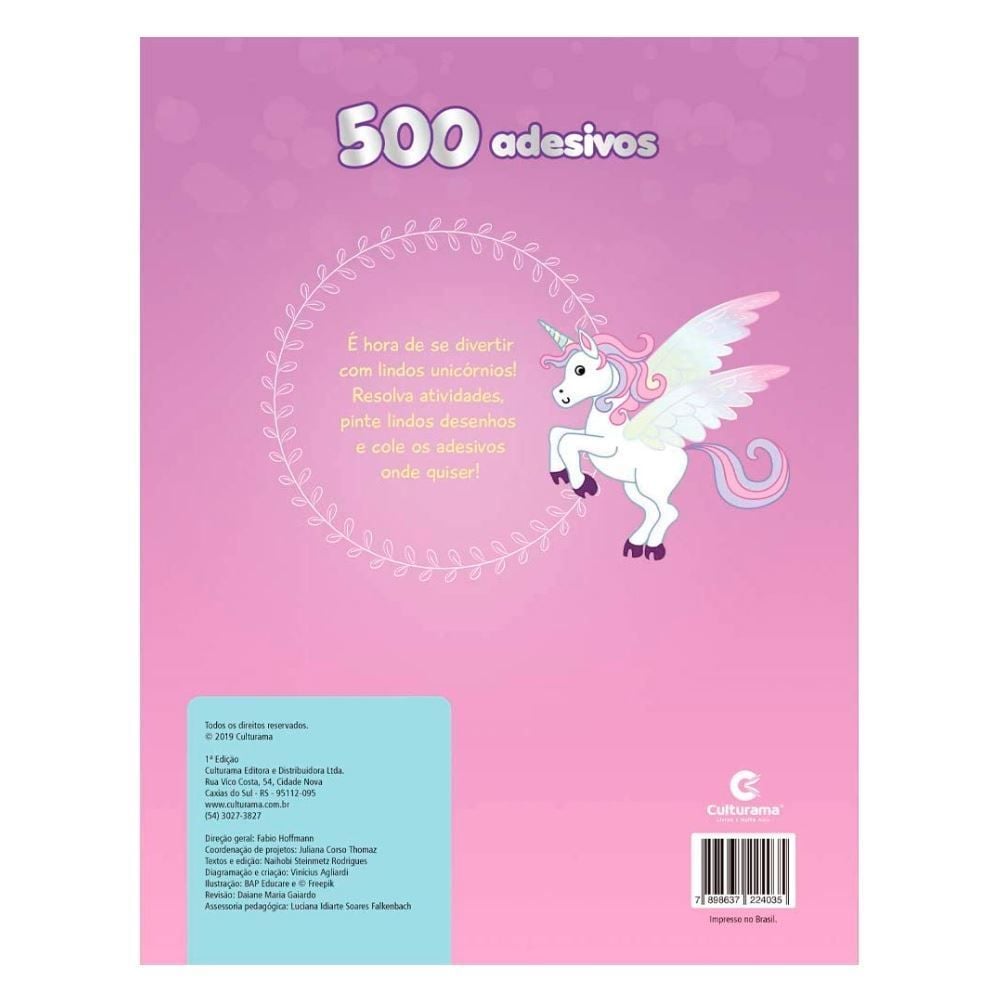 Livro 500 Adesivos Unicórnios Culturama - 020090101