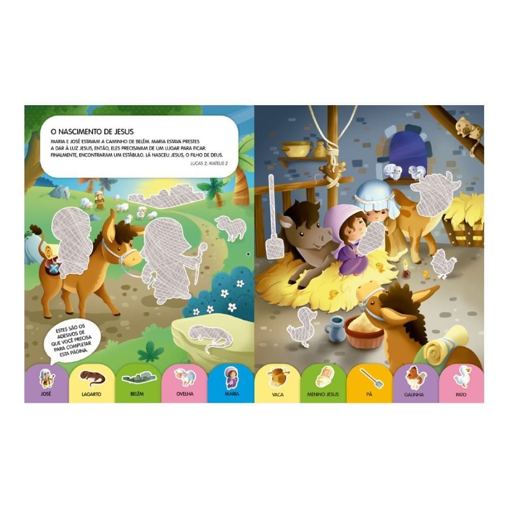 Livro a Vida de Jesus Bíblia com Adesivos Brilhantes Ciranda Cultural