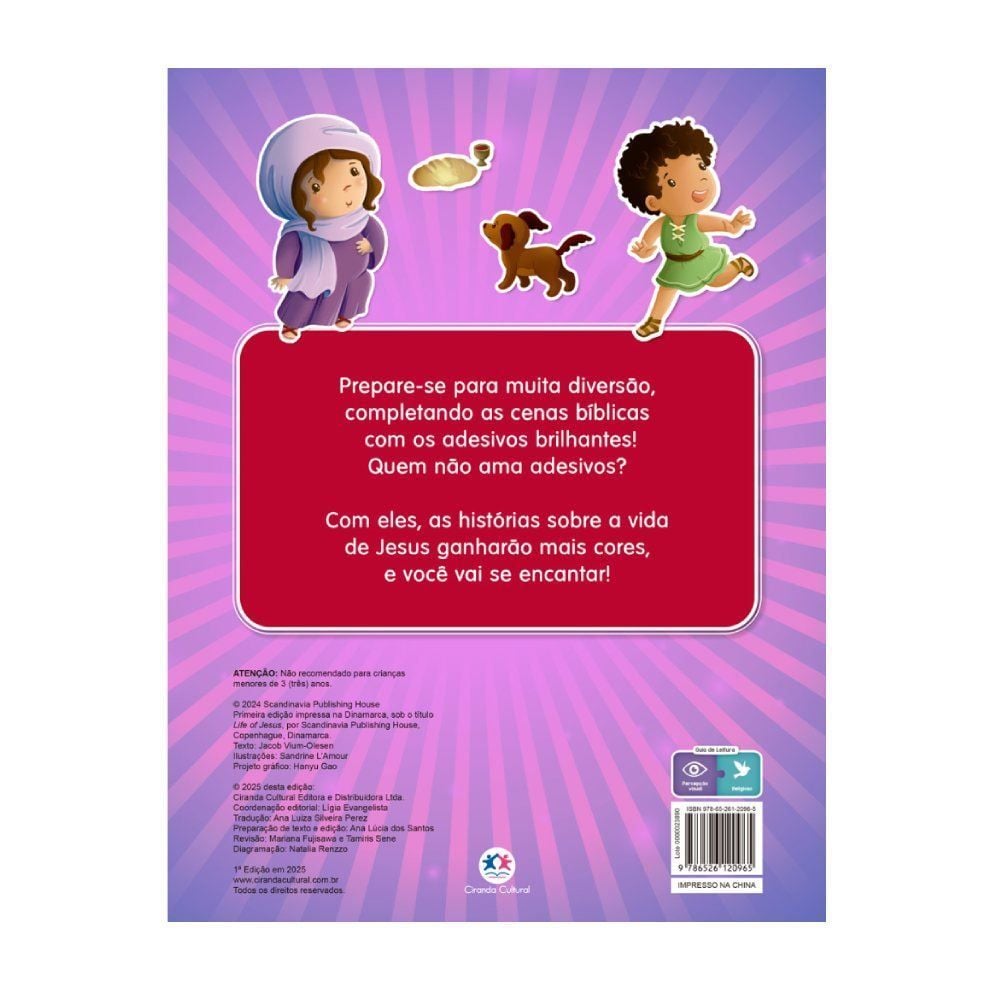Livro a Vida de Jesus Bíblia com Adesivos Brilhantes Ciranda Cultural