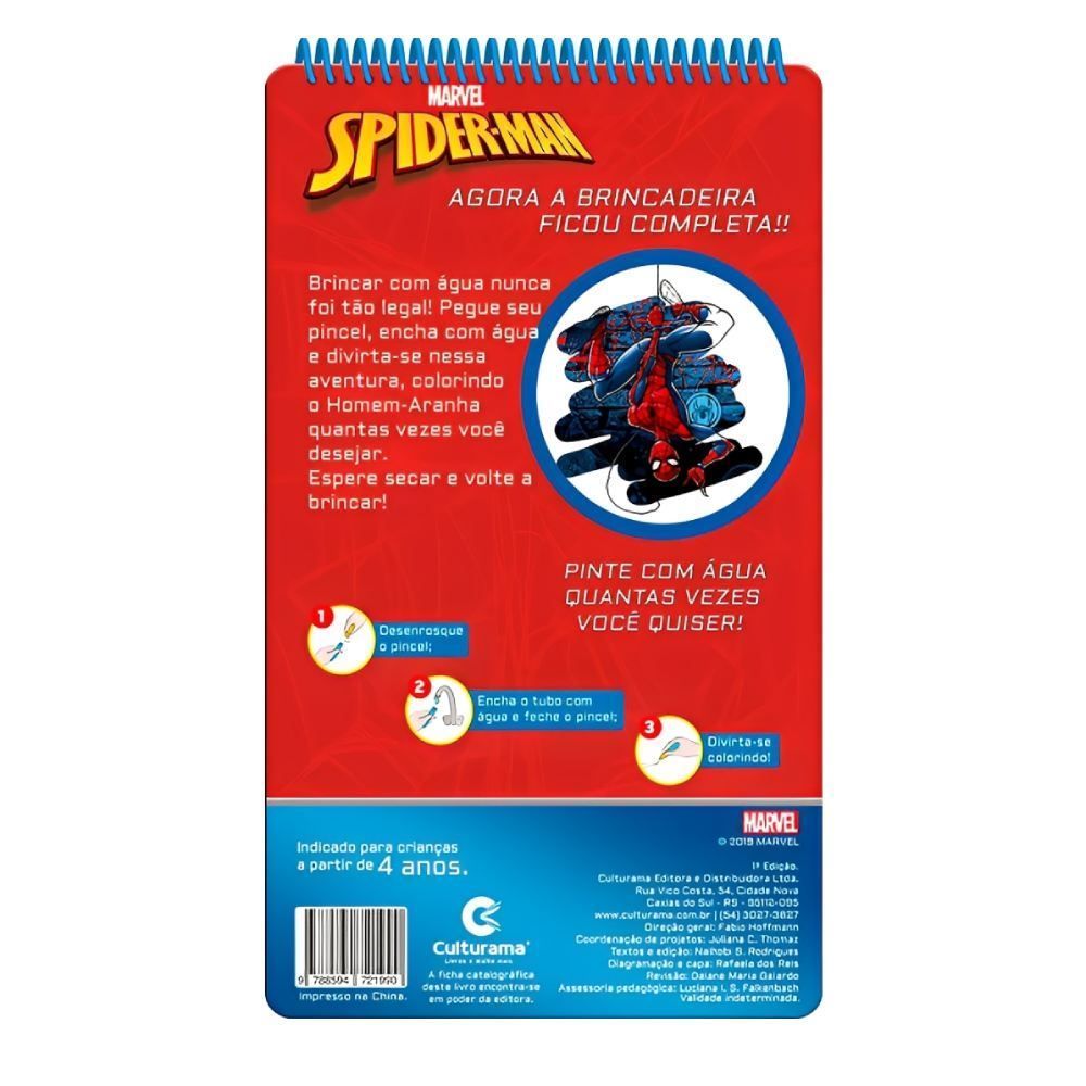 Livro Aquabook Homem-Aranha Culturama - Colore com água