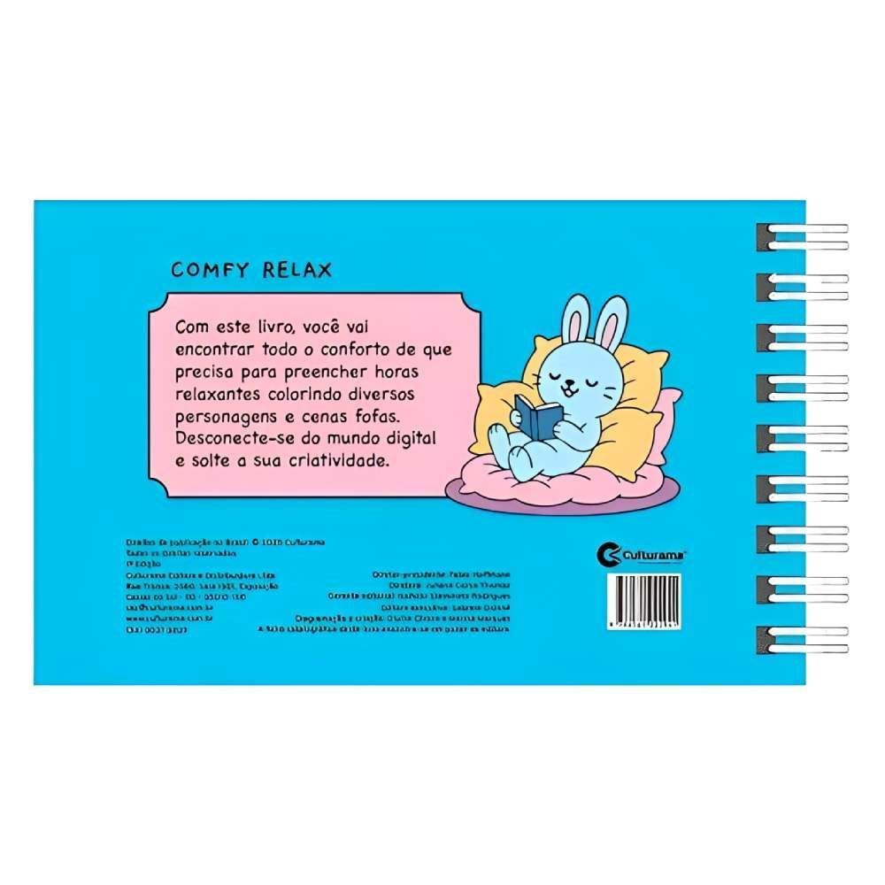 Livro Comfy Relax Azul Capa Dura Culturama - Para Colorir