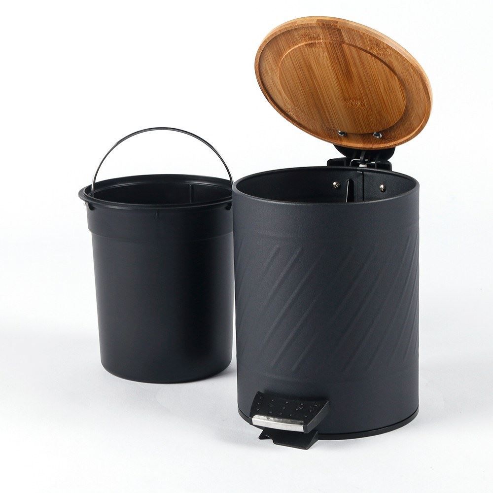 Lixeira Com Pedal E Tampa De Bambu 3 Litros - Kaybee