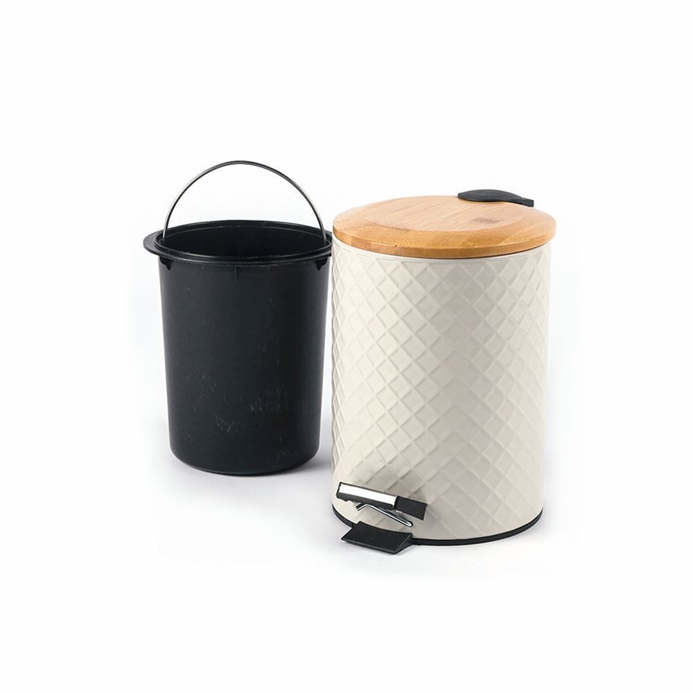 Lixeira Com Tampa De Bambu Havan Casa 3 Litros - Taupe