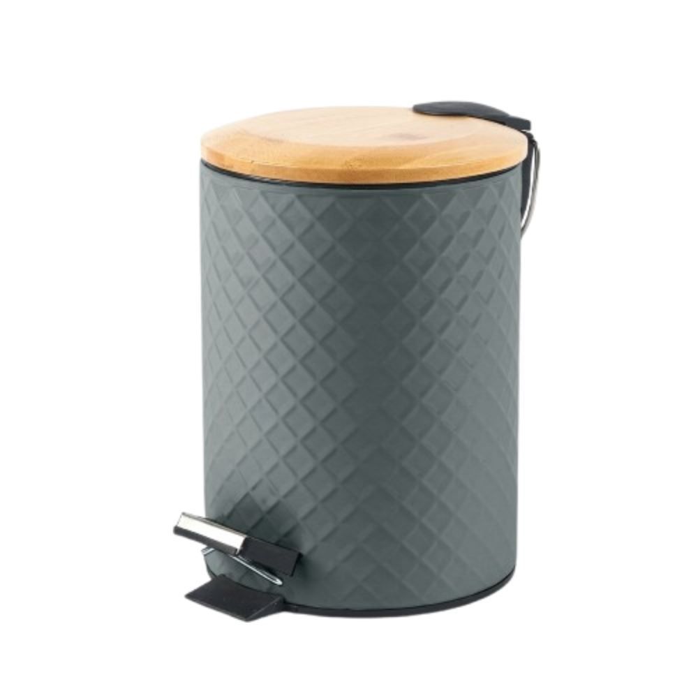 Lixeira Com Tampa De Bambu Havan Casa 3 Litros - Grafite